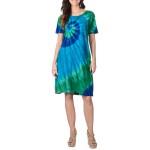 Blue-23-S-Blue-23-M-Blue-23-La-Cera-Womens-Tie-dye-Short-Sleeve-Dress-